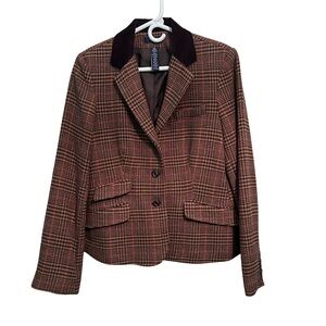 Chaps Women's Plaid Blazer - Brown and Black